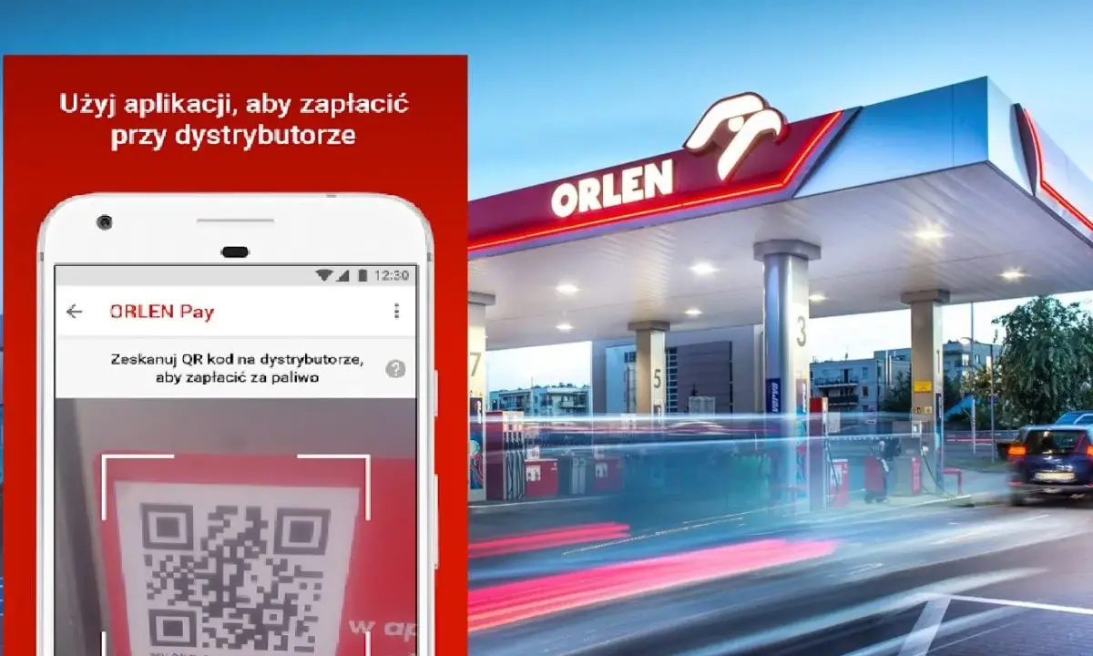 Szybka płatność za paliwo z ORLEN Pay. Aplikacja skanuje kod QR przy dystrybutorze, ułatwiając transakcję na stacji Orlen.