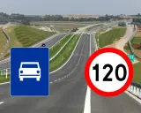 Droga ekspresowa z ograniczeniem prędkości do 120 km/h. Znak informuje o dopuszczalnej prędkości.