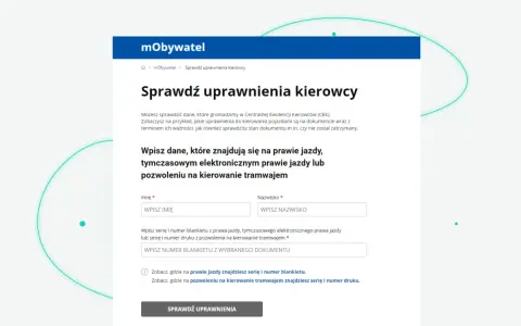 Sprawdź swoje prawo jazdy pod UV. Wpisz dane z dokumentu, aby zweryfikować uprawnienia kierowcy.
