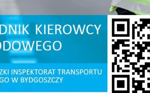 Poradnik Kierowcy Zawodowego. Wojewódzki Inspektorat Transportu Drogowego w Bydgoszczy. QR kod z informacjami, pkz co potrzebne.