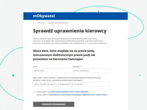 Sprawdź swoje prawo jazdy pod UV. Wpisz dane z dokumentu, aby zweryfikować uprawnienia kierowcy.