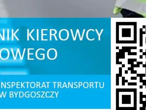 Poradnik Kierowcy Zawodowego. Wojewódzki Inspektorat Transportu Drogowego w Bydgoszczy. QR kod z informacjami, pkz co potrzebne.