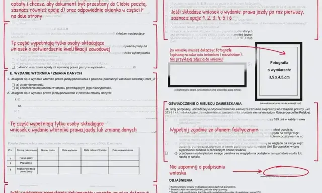Wniosek o wydanie prawa jazdy, zdjęcie 3,5x4,5 cm, potwierdzenie opłaty.