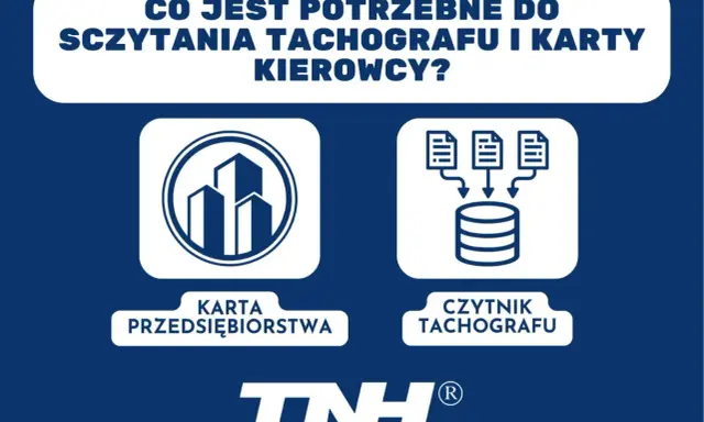 Grafika pokazuje, jak wygląda karta kierowcy i czytnik tachografu, potrzebne do sczytania danych.