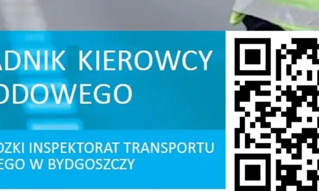 Poradnik Kierowcy Zawodowego. Wojewódzki Inspektorat Transportu Drogowego w Bydgoszczy. QR kod z informacjami, pkz co potrzebne.