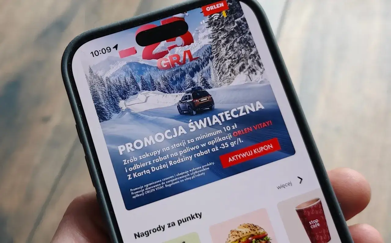 Promocja świąteczna Orlen Vitay: rabat na paliwo 80 zł przy zakupach za min. 10 zł. Aktywuj kupon w aplikacji!
