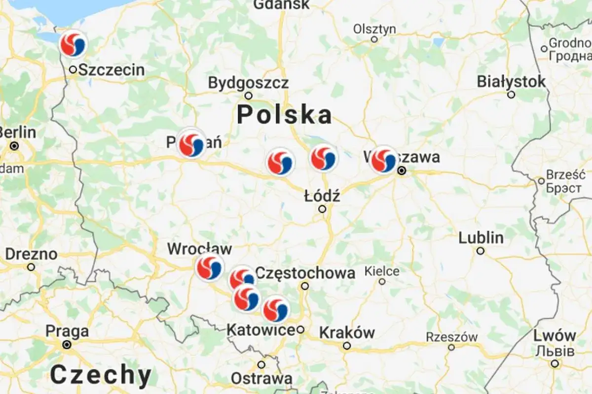 Mapa Polski z zaznaczonymi punktami Orlen. Sprawdź, gdzie kupić Orlen e-TOLL.